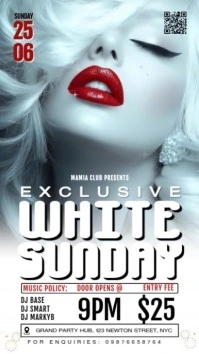 White Modern & Minimal White Sunday Bash   Digital Display (9:16) template