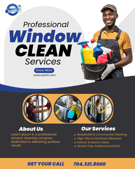 White Modern & Minimal Window Cleaning  Instagram Portrait template