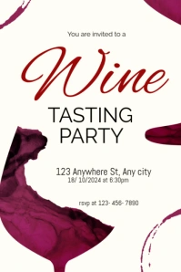 White Modern & Minimal Wine Tasting Party Poster template