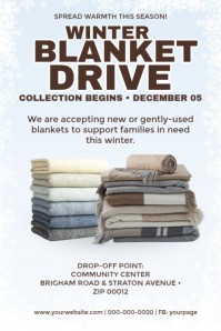 White Modern & Minimal Winter Blanket Drive Poster Cartaz template