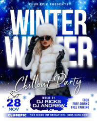 White Modern & Minimal Winter Chillout night club music Party event invitation flyer templateI poste Instagram Portrait