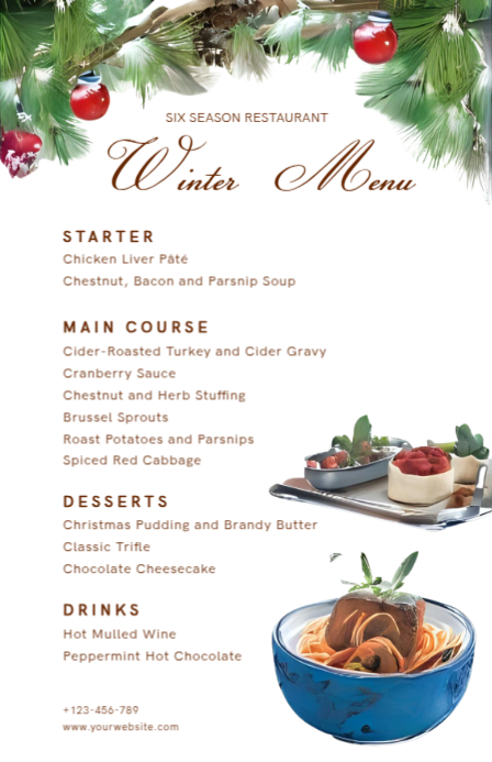 White Modern & Minimal Winter Menu Cad Template For Restaurant Tabloid ...