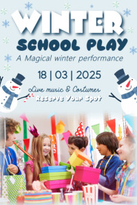 White Modern & Minimal Winter School Play Poster template