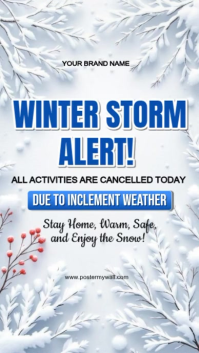 White Modern & Minimal Winter Storm Alert  -closed Due To Inclement Weather  Whatsapp Status Isimo se-WhatsApp template