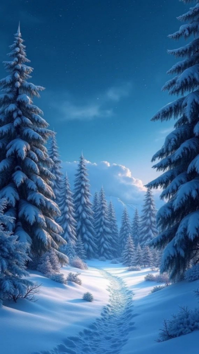 White Modern & Minimal Winter Twilight Forest Path  Instagram Story template