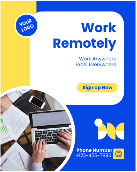 White Modern & Minimal Work Remotely Instagram Portrait Template ...