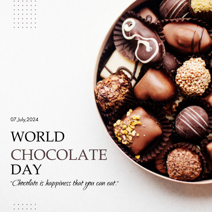 White Modern & Minimal World Chocolate Day In Template | PosterMyWall
