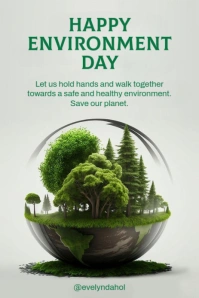 White Modern & Minimal World Environment Day Pinterest Graphic template