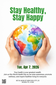 White Modern & Minimal World Health Day Pinterest Graphic template