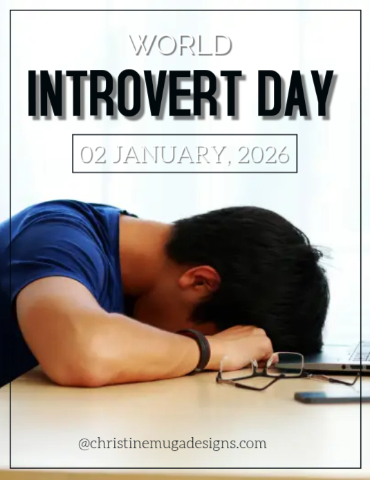 Plantilla de White Modern & Minimal World Introvert Day Flyer (us ...