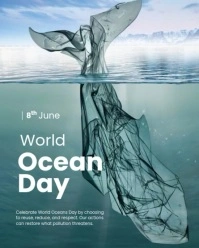 White Modern & Minimal World Ocean Day Instagram Portrait template