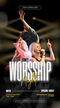 White Modern & Minimal Worship Night Reel Instagram template