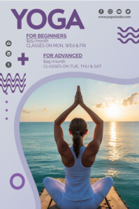 White Modern & Minimal Yoga Classes For Beginners & Advanced – Latest Schedule And Pricing Poster template