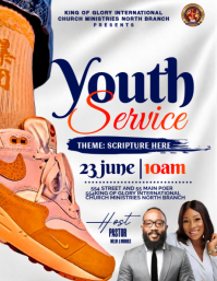 White Modern & Minimal Youth Church Service Flyer template