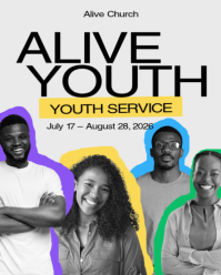 White Youth Service Instagram Portrait Template - Page 1