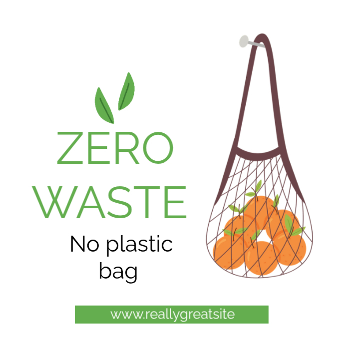White Modern & Minimal Zero Waste Instagram Post Template | PosterMyWall
