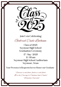 White Modern & Minimal 25 Graduation Invitati A5 template