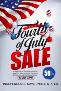 White Modern & Minimal 4th Of July Independence Day Sale Pinterest Graphic template