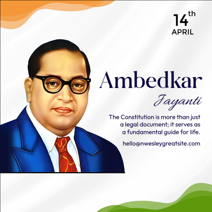 White Modern & Minimal Ambedkar Square (1:1) template