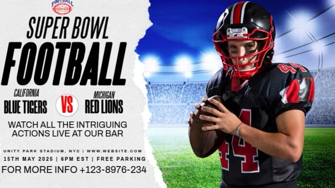 White Modern & Minimal American Football Video Template  Digital Display (16:9)