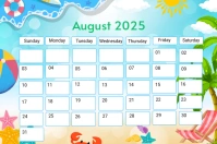 White Modern & Minimal August Calendar 2025 Label template