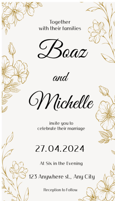 White Modern & Minimal Beige Simple Elegant Wedding Invitation Card Business Card 名片 template