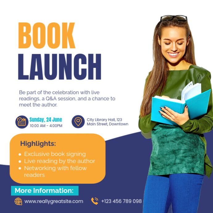 White Modern & Minimal Book Launch Event Instagram Post template