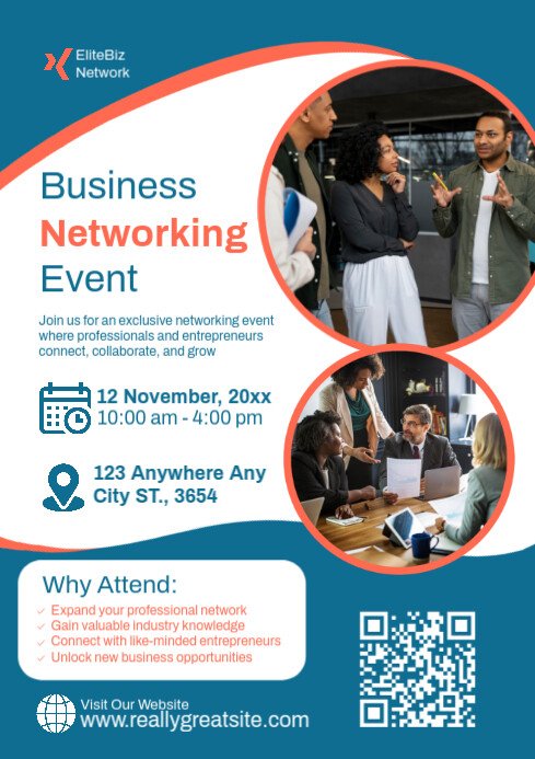 White Modern & Minimal Business Networking Event A1 template