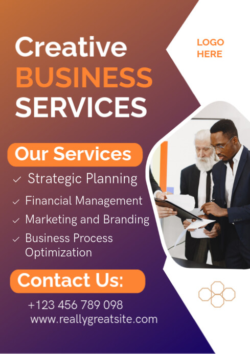 White Modern & Minimal Business Services Poster Flyer A4 template