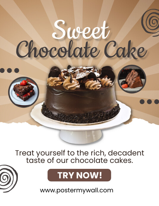 White Modern & Minimal Cake Dessert Promotion Flyer (US Letter) template