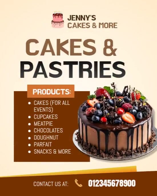 White Modern & Minimal Cakes And Pastries Bakery Shop Poster Instagram Portrait template