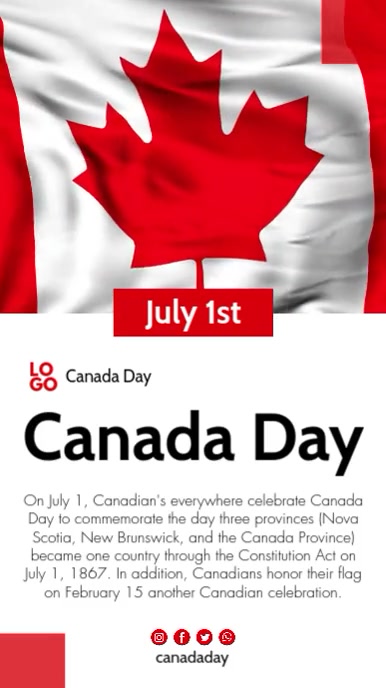 White Modern & Minimal Canada Day Instagram Story template