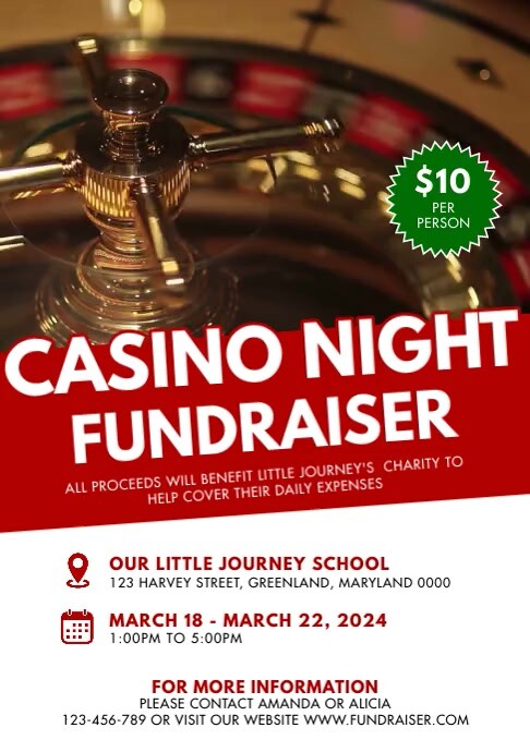 White Modern & Minimal Casino Night Fundraise A4 template