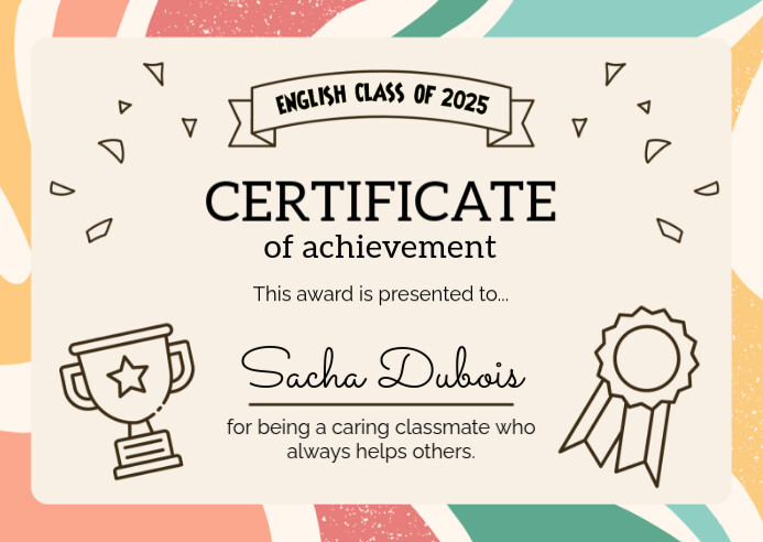 White Modern & Minimal Certificate Of Achievement And Excellence  Postcard Cartolina template