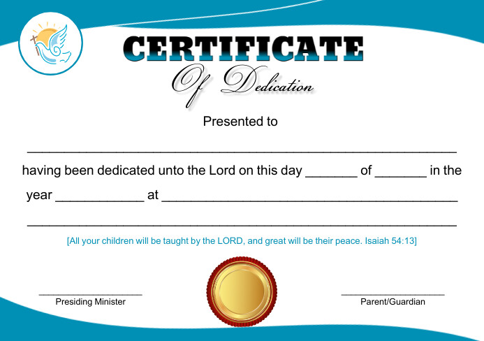White Modern & Minimal Certificate Of Baptism A5 template