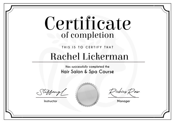White Modern & Minimal Certificate Of Complet A4 template