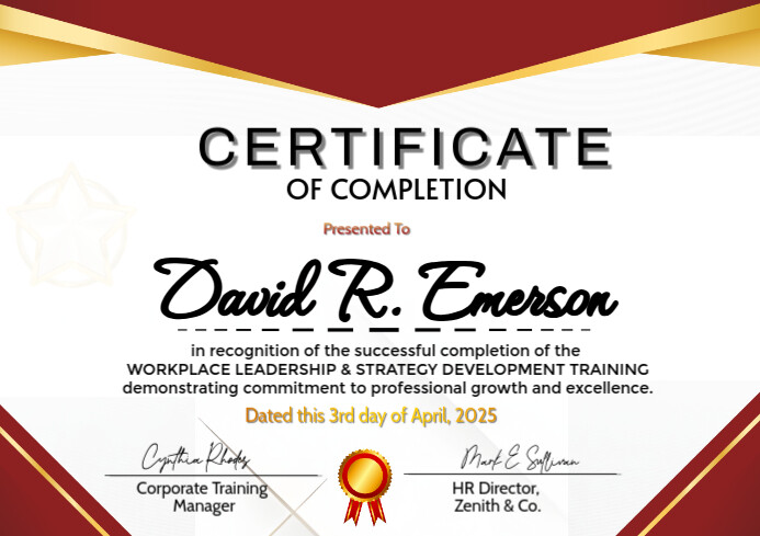 White Modern & Minimal Certificate Of Completion A4 template