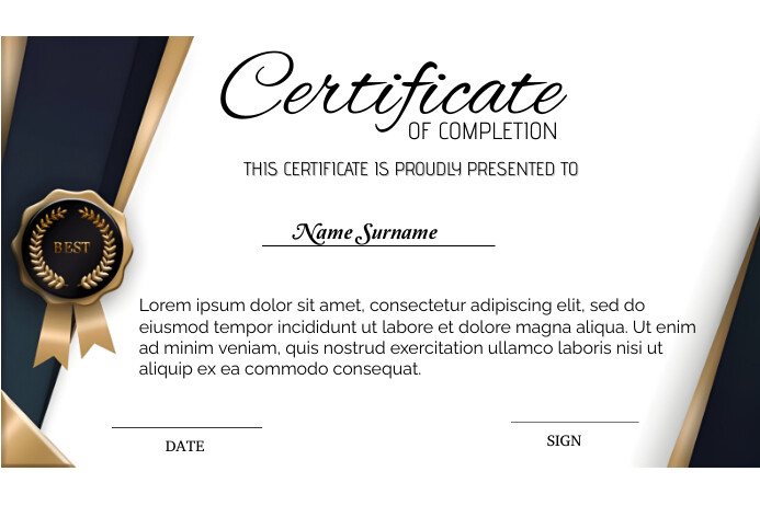 White Modern & Minimal Certificate Of Complet Poster template