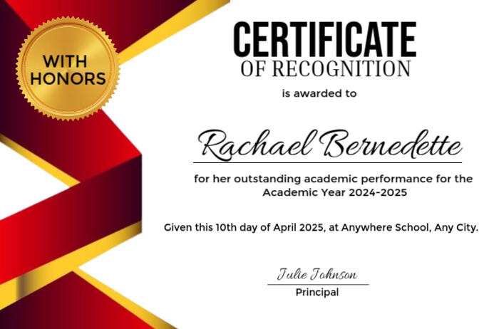 White Modern & Minimal Certificate Of Recognition Poster template