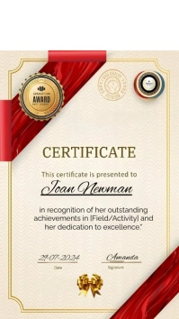 White Modern & Minimal Certificate Of Recogni Instagram Story template