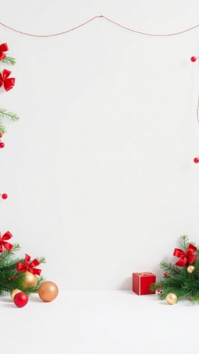 White Modern & Minimal Christmas background decoration Digital Display (9:16) template