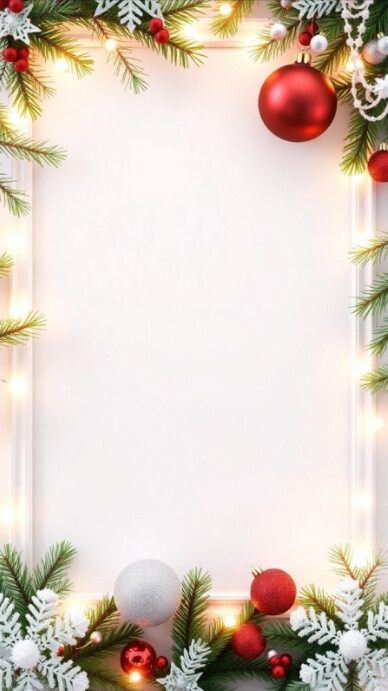 White Modern & Minimal Christmas Decorations Template  Digital Display (9:16)