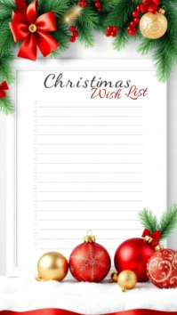 White Modern & Minimal Christmas List Digital Display (9:16) template