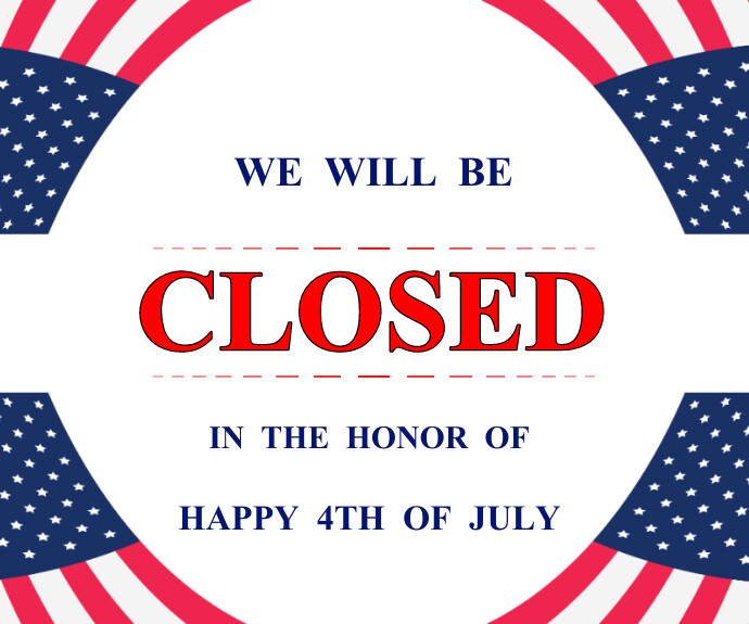 White Modern & Minimal Closed 4th Of July  Me Medium Rectangle template