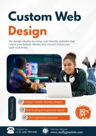 White Modern & Minimal Custom Web Design Services A6 template