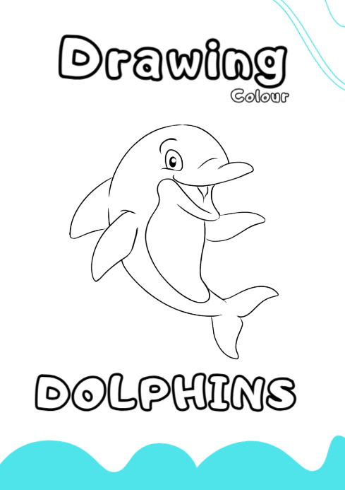 White Modern & Minimal Drawing Worksheet Dolphins Arleady For Kids A4 template