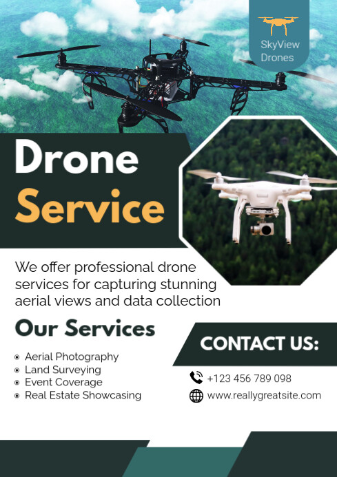 White Modern & Minimal Drone Service A4 template