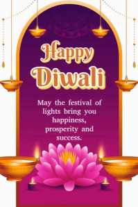 White Modern & Minimal Editable Diwali Card  Poster Iphosta template
