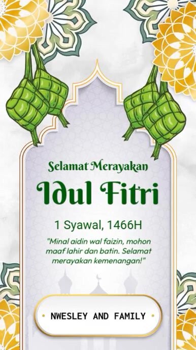 White Modern & Minimal Eid Al-fitr Digital Display (9:16) template