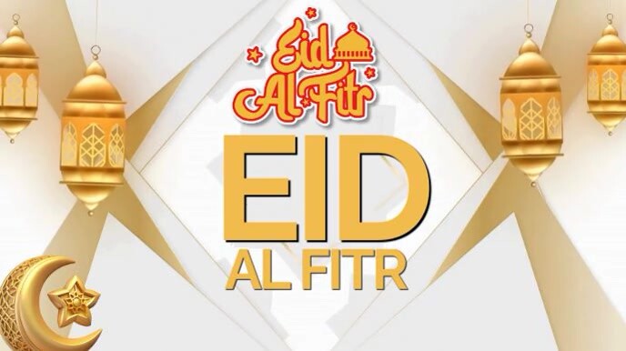 White Modern & Minimal Eid Mubarak Video Template Digital Display (16:9)
